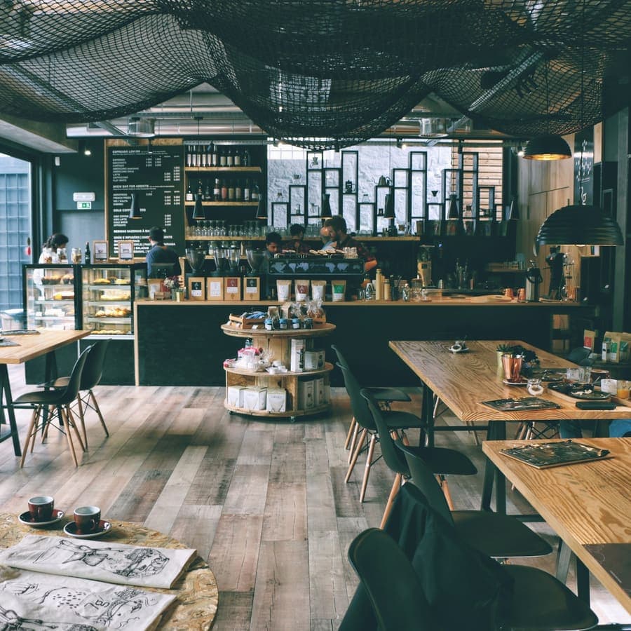 People inside the first cafe