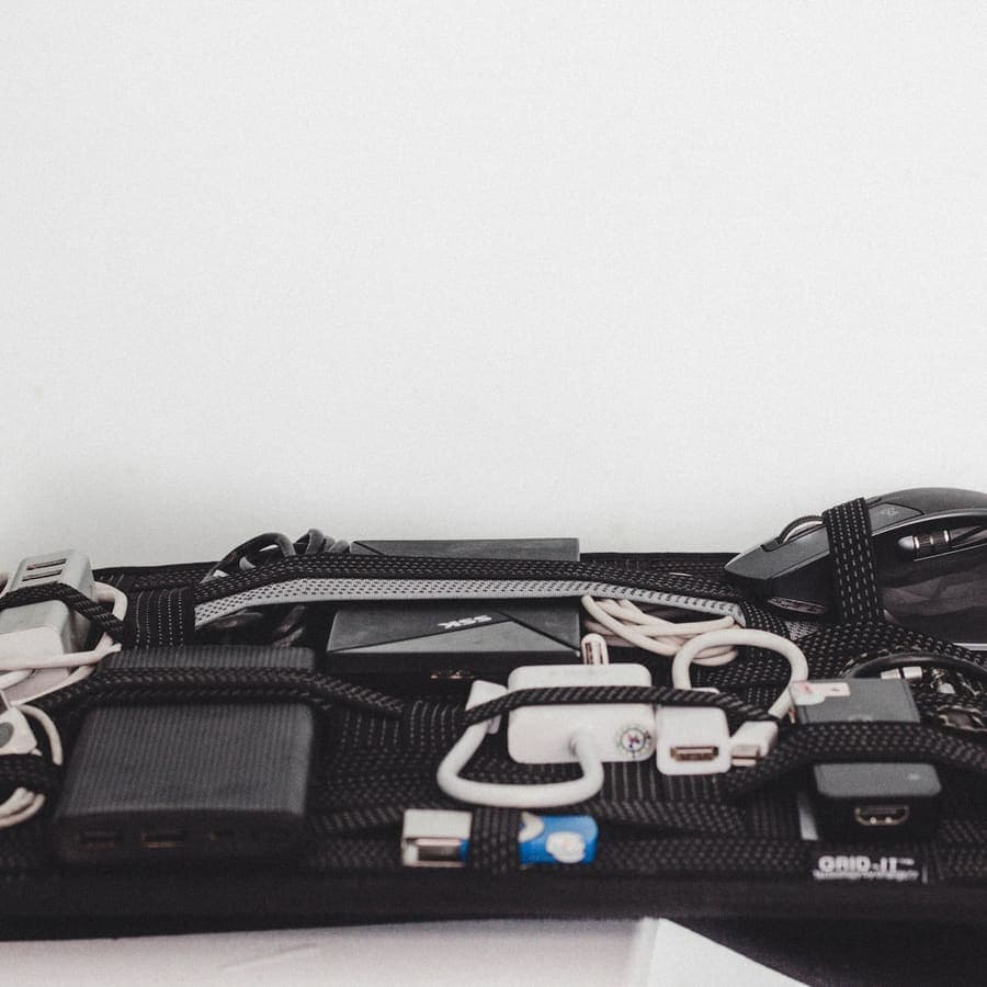 A case of electronics on a white table
