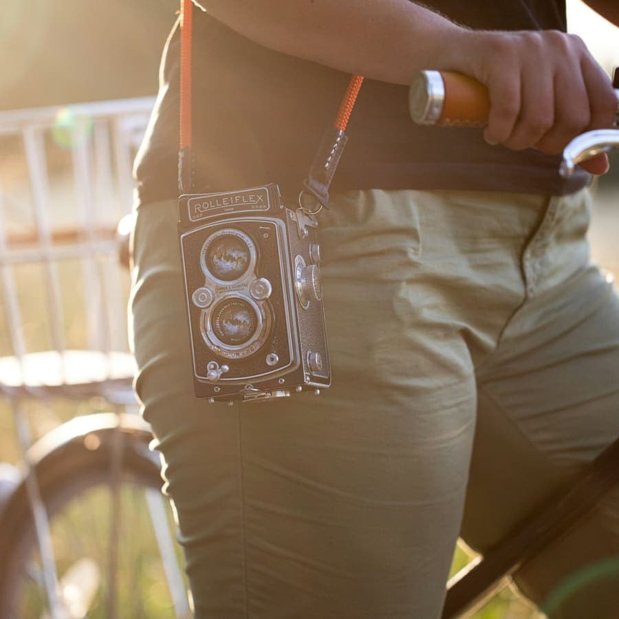 A person holding a camera