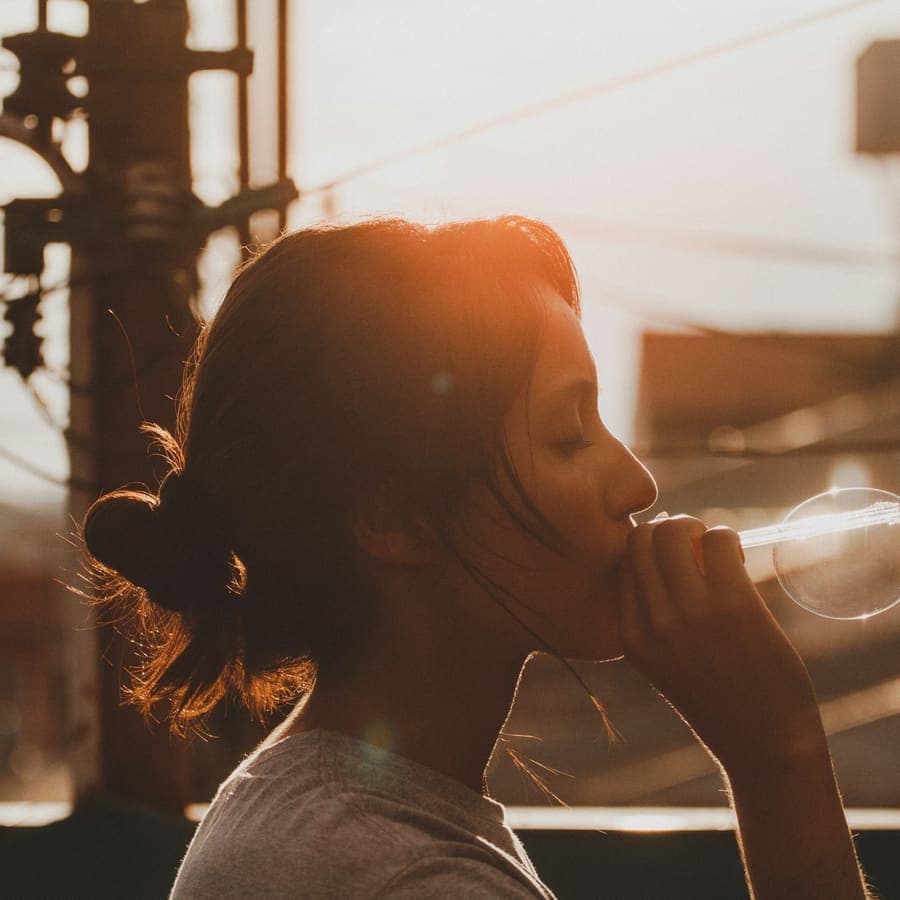 Blowing bubbles in the sun