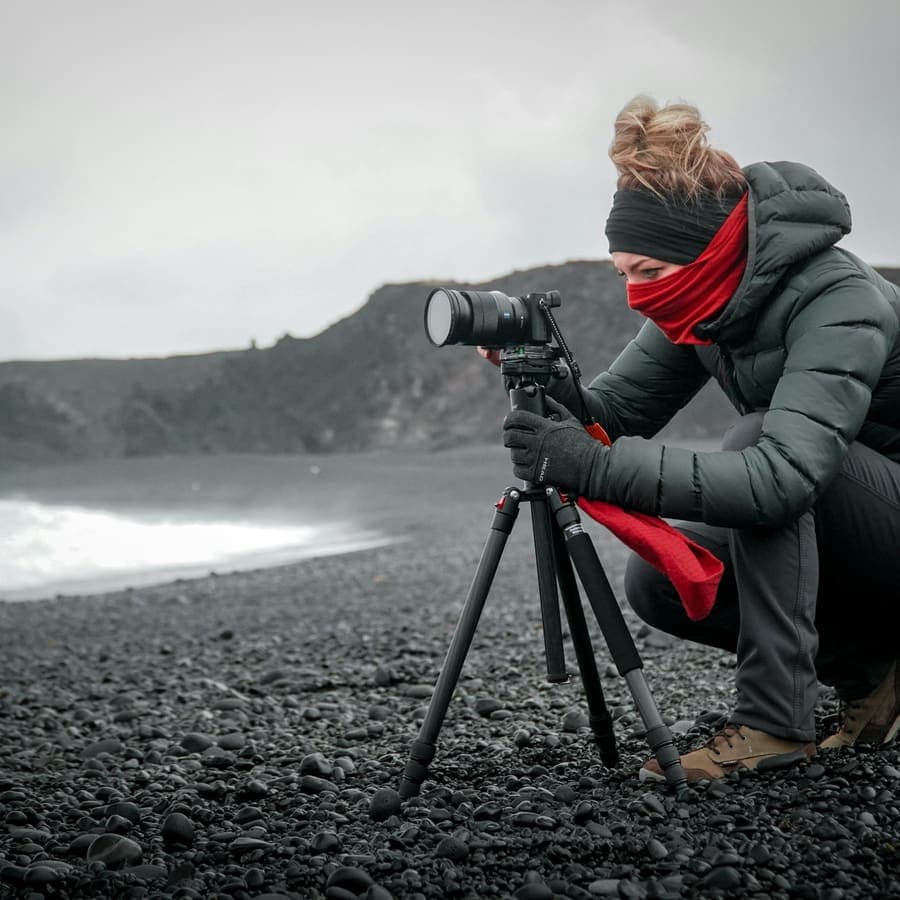 A person holding a camera